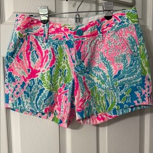Lilly Pulitzer Pink and Blue Callahan Shorts Tropical Print